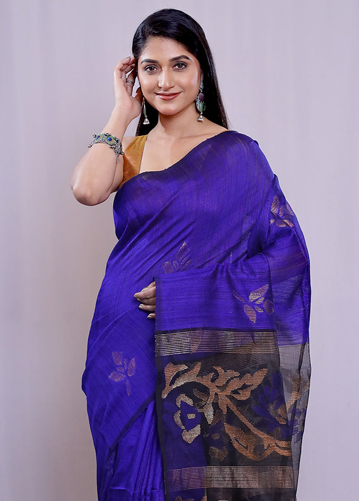 Blue Matka Pure Silk Saree With Blouse Piece - Indian Silk House Agencies