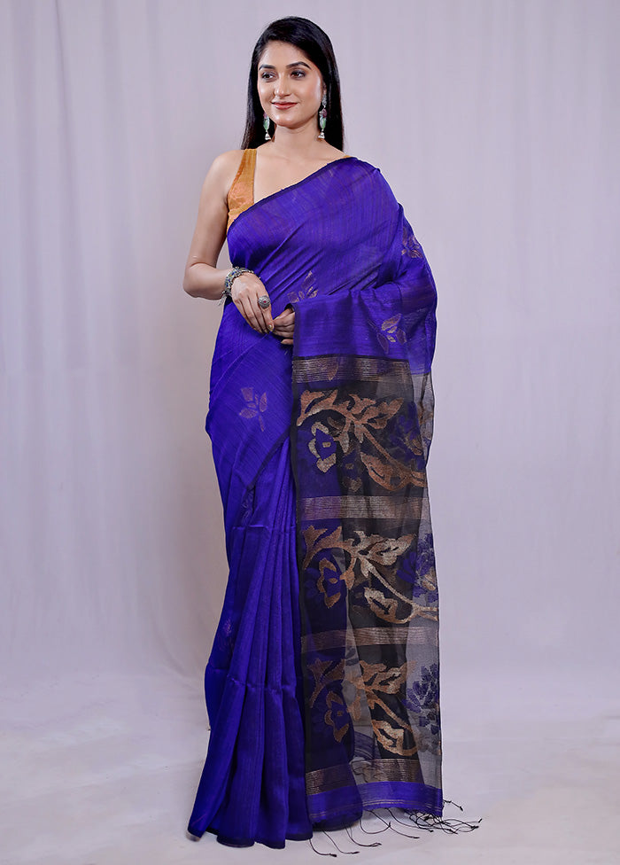 Blue Matka Pure Silk Saree With Blouse Piece - Indian Silk House Agencies