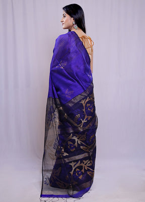 Blue Matka Pure Silk Saree With Blouse Piece - Indian Silk House Agencies