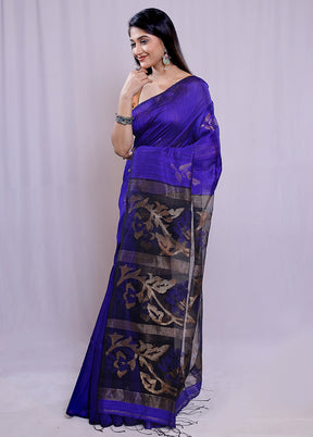 Blue Matka Pure Silk Saree With Blouse Piece - Indian Silk House Agencies