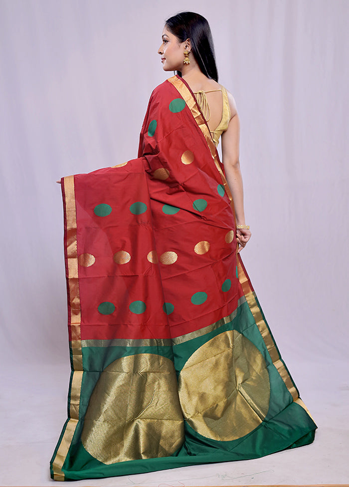 Red Kanjivaram Silk Saree With Blouse Piece - Indian Silk House Agencies