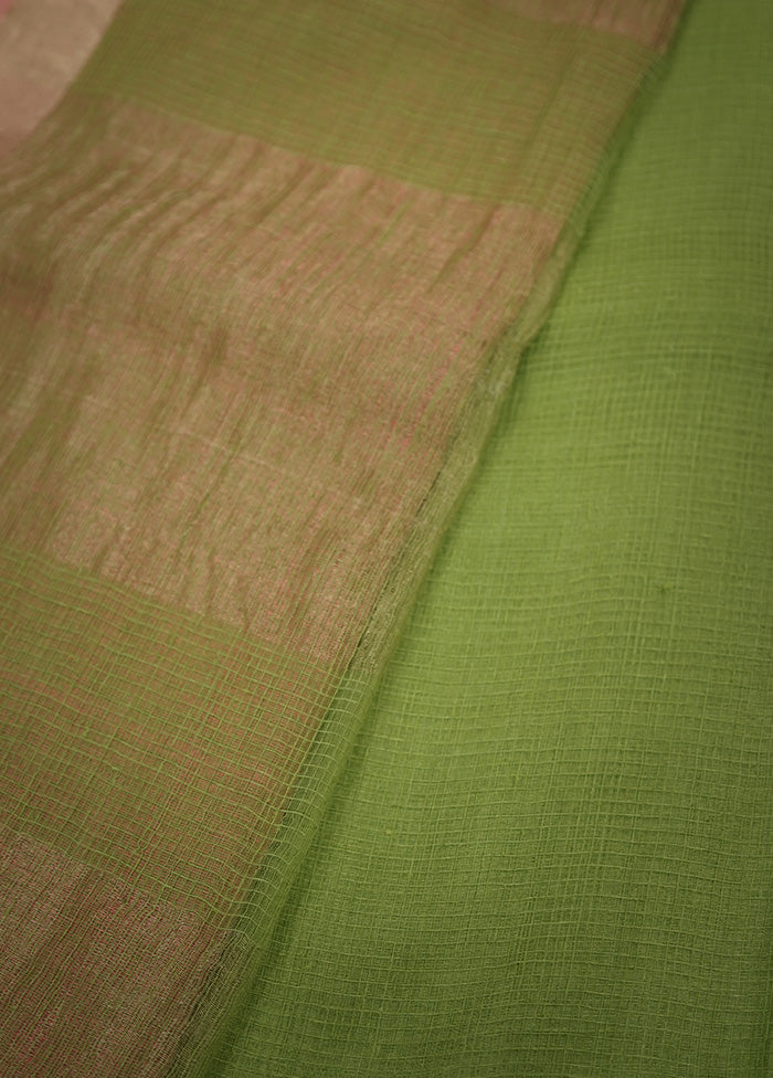 Green Pure Cotton Saree With Blouse Piece - Indian Silk House Agencies