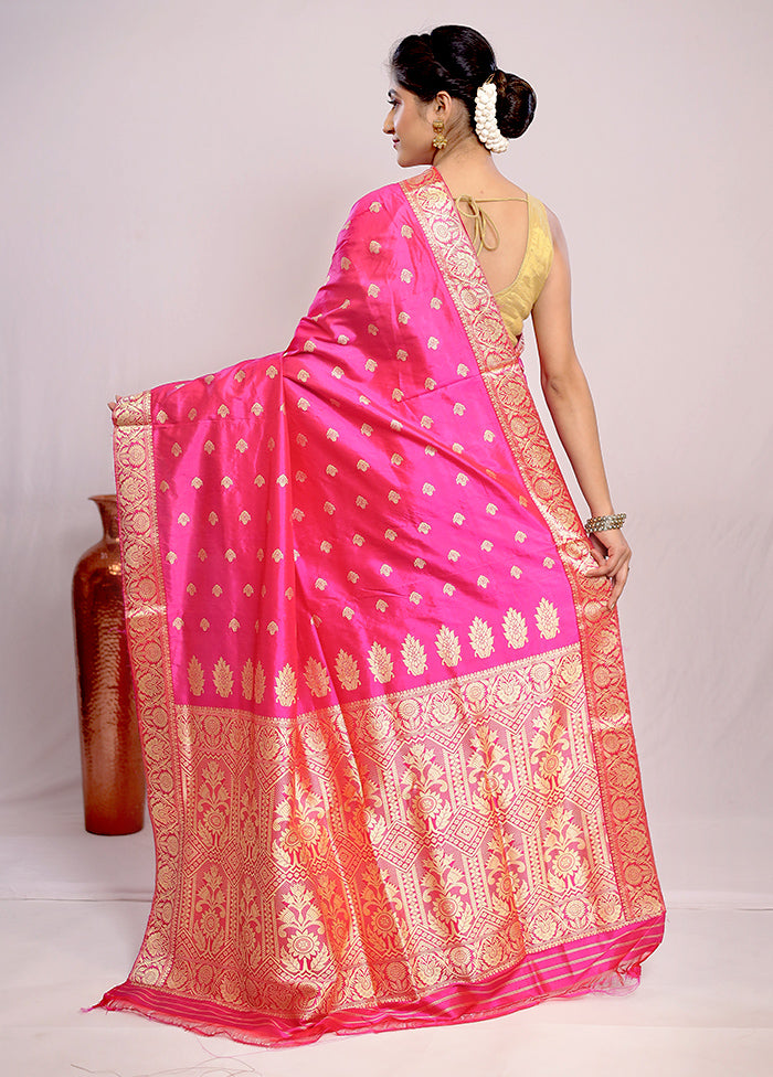 Pink Assam Pure Silk Saree With Blouse Piece - Indian Silk House Agencies