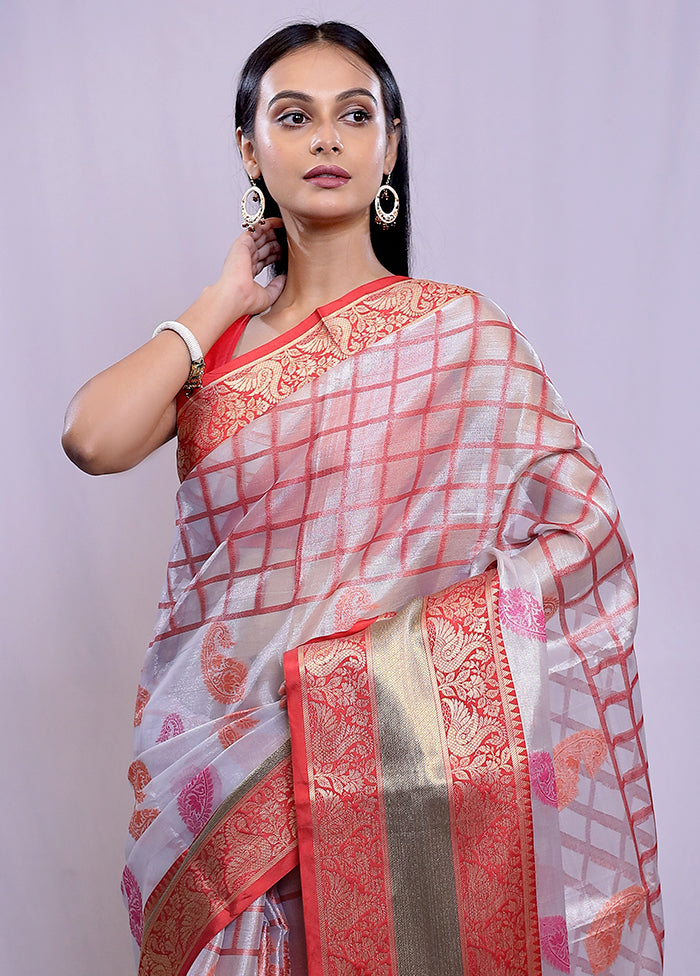 Cream Kora Silk Saree With Blouse Piece - Indian Silk House Agencies