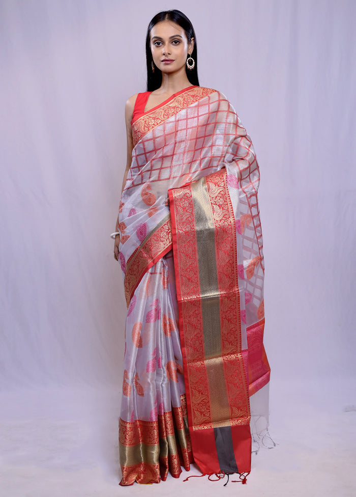 Cream Kora Silk Saree With Blouse Piece - Indian Silk House Agencies