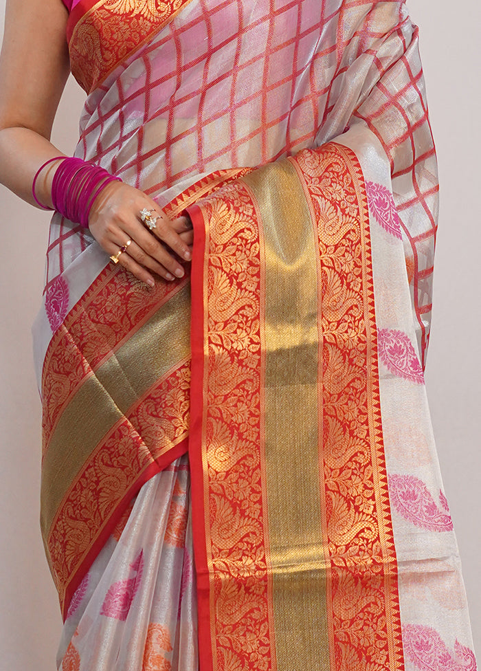 Cream Kora Silk Saree With Blouse Piece - Indian Silk House Agencies