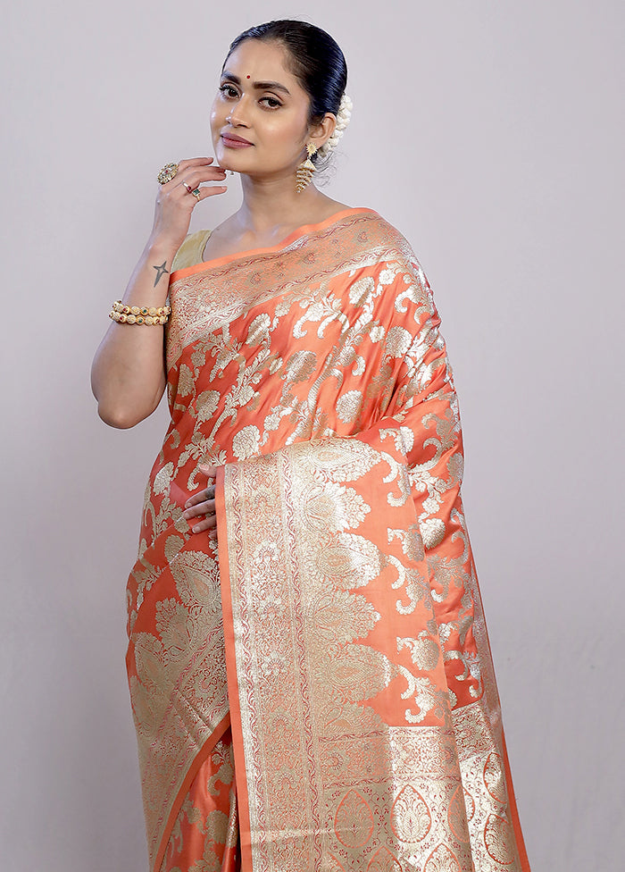 Pink Banarasi Silk Saree With Blouse Piece - Indian Silk House Agencies