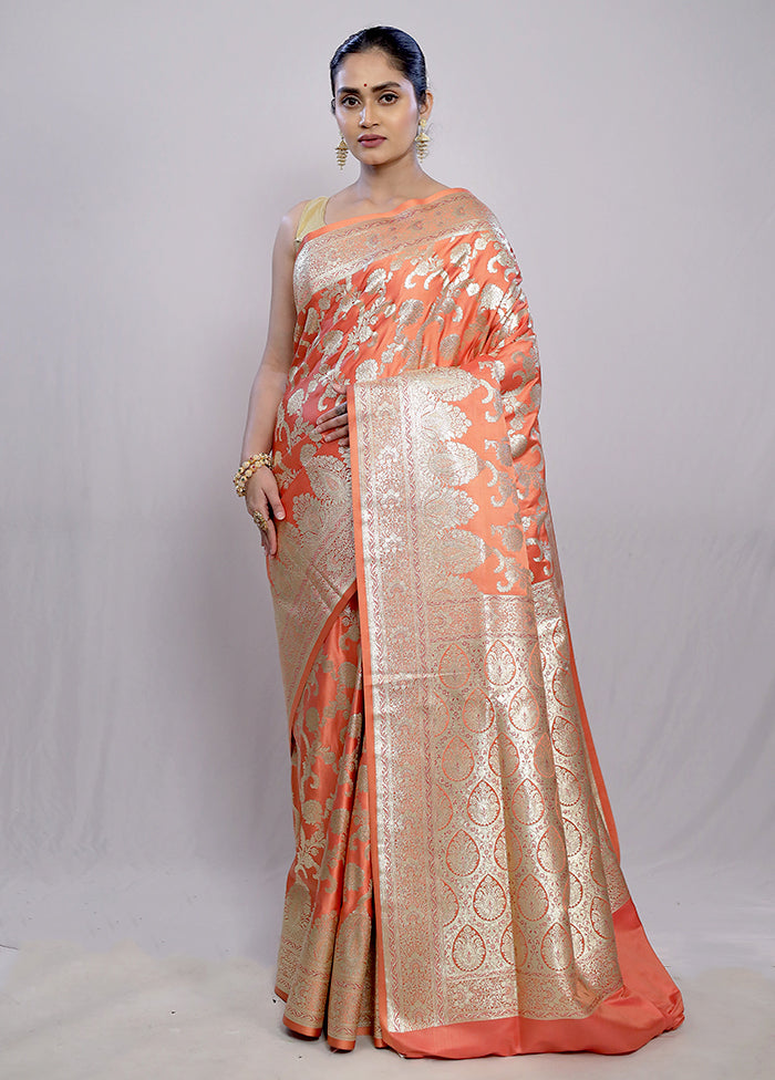 Pink Banarasi Silk Saree With Blouse Piece - Indian Silk House Agencies