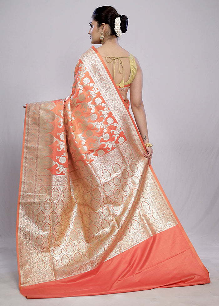 Pink Banarasi Silk Saree With Blouse Piece - Indian Silk House Agencies