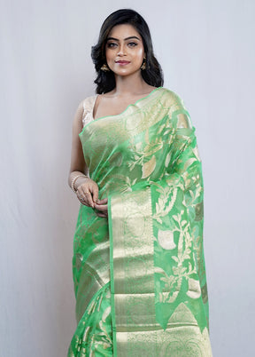 Green Kora Silk Saree With Blouse Piece - Indian Silk House Agencies