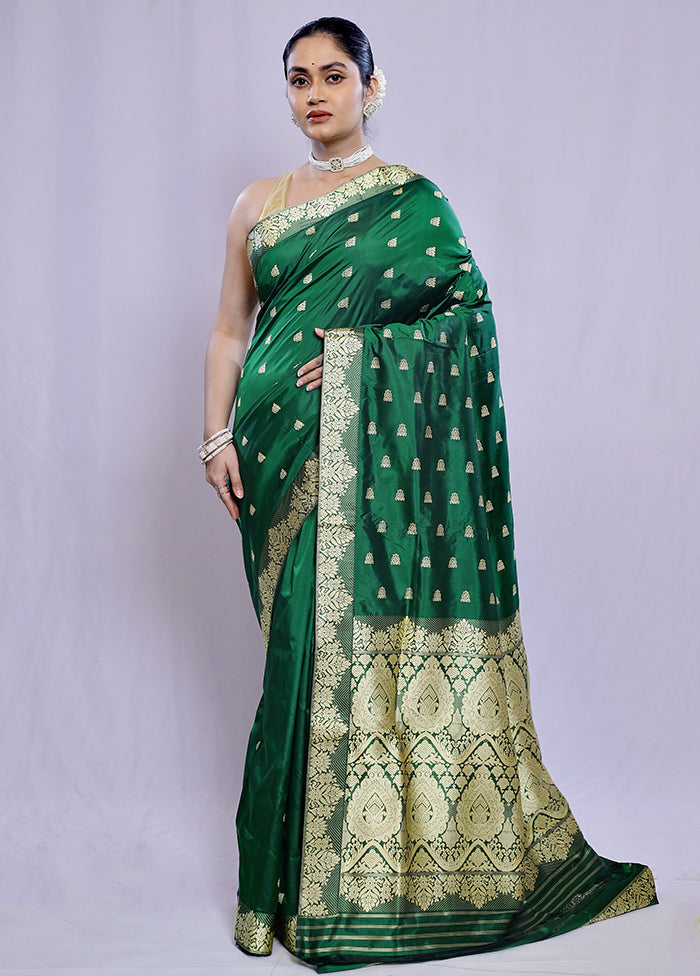 Green Assam Pure Silk Saree With Blouse Piece - Indian Silk House Agencies