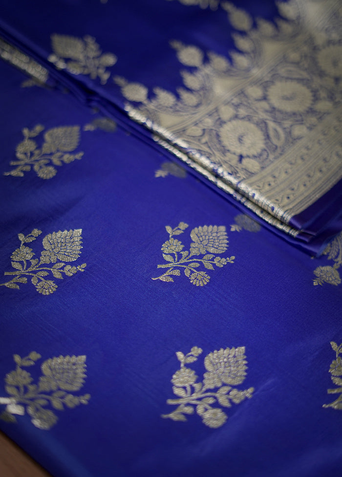 Blue Banarasi Silk Saree With Blouse Piece - Indian Silk House Agencies