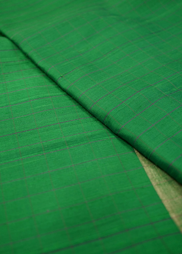 Green Dupion Silk Saree With Blouse Piece - Indian Silk House Agencies