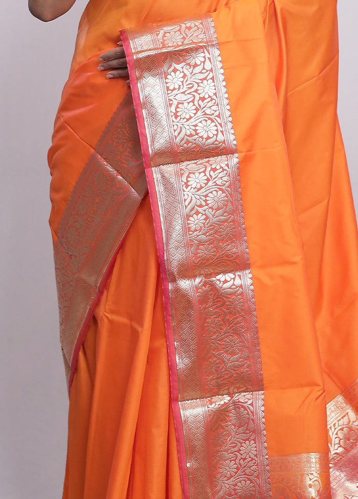 Rust Kanjivaram Silk Saree With Blouse Piece - Indian Silk House Agencies