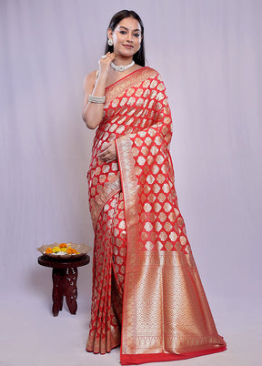 Red Uppada Silk Saree With Blouse Piece - Indian Silk House Agencies