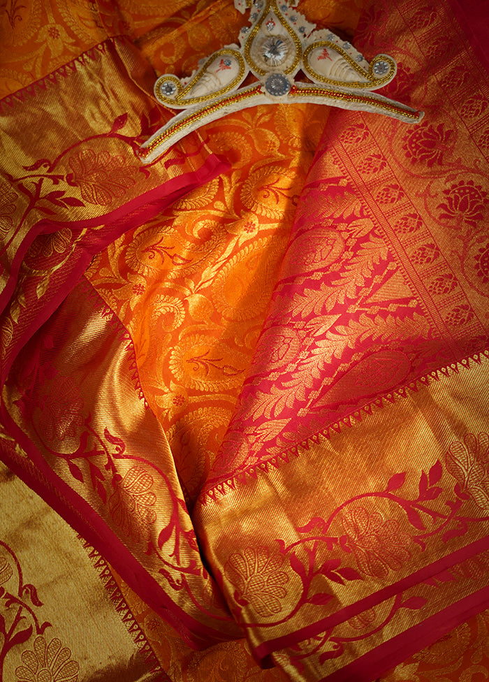Yellow Kanjivaram Pure Silk Saree With Blouse Piece - Indian Silk House Agencies