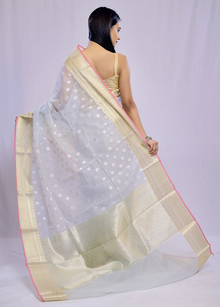 Grey Kora Silk Saree With Blouse Piece - Indian Silk House Agencies