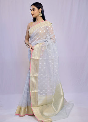 Grey Kora Silk Saree With Blouse Piece - Indian Silk House Agencies