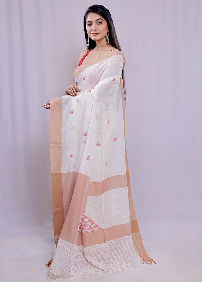 White Matka Silk Saree With Blouse Piece - Indian Silk House Agencies