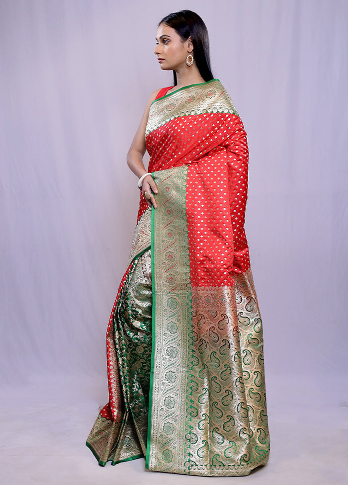 Red Banarasi Silk Saree With Blouse Piece - Indian Silk House Agencies