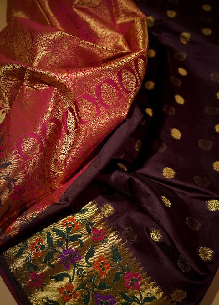 Purple Kora Silk Saree With Blouse Piece - Indian Silk House Agencies