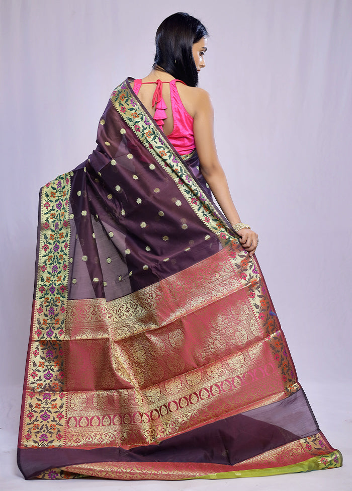 Purple Kora Silk Saree With Blouse Piece - Indian Silk House Agencies