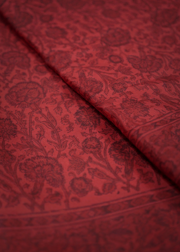 Red Printed Pure Silk Saree With Blouse Piece - Indian Silk House Agencies