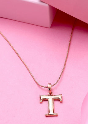 Rose Gold Plated Trendy T Alphabet Pendant - Indian Silk House Agencies