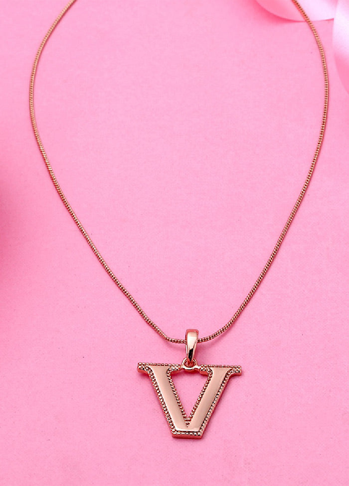 Rose Gold Plated Vibrant V Alphabet Pendant - Indian Silk House Agencies