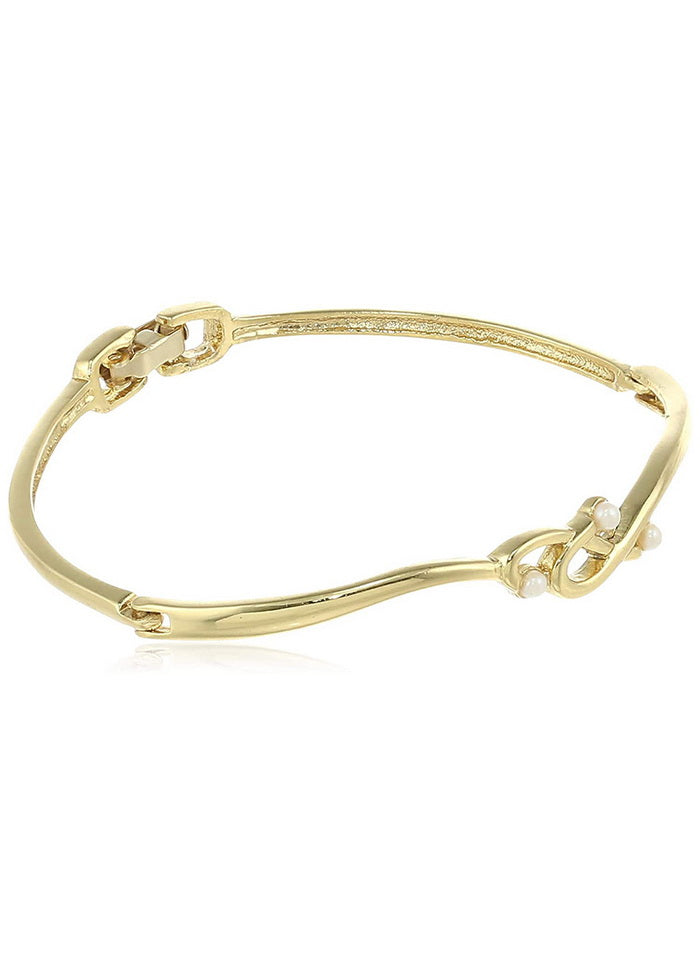 Estele Gold Plated Conjoined Pearl Bracelet - Indian Silk House Agencies