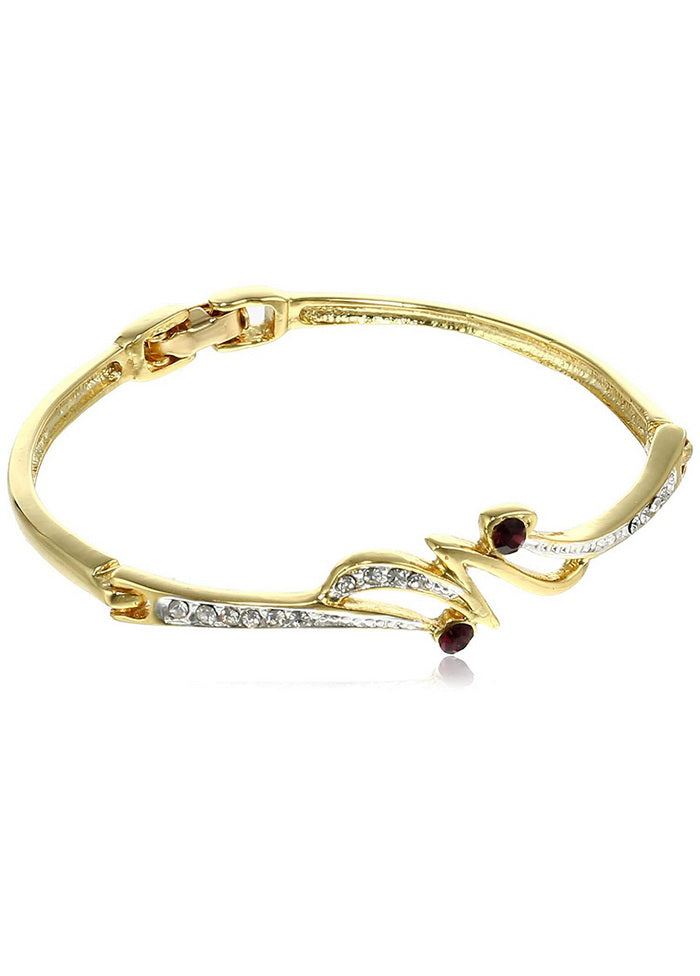 Estele Gold Plated Red Enamel Pearl Bracelet - Indian Silk House Agencies