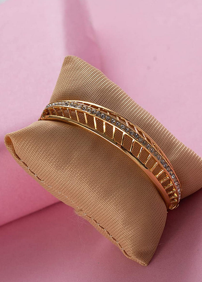 Estele Gold Plated Red Studded Cuff Bracelet - Indian Silk House Agencies