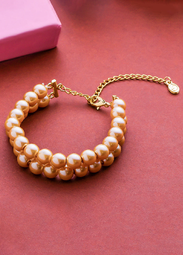 Gold Plated Two Line Glowing Pearl Bracelet - Indian Silk House Agencies