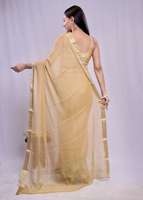 Cream Chiffon Silk Saree With Blouse Piece - Indian Silk House Agencies