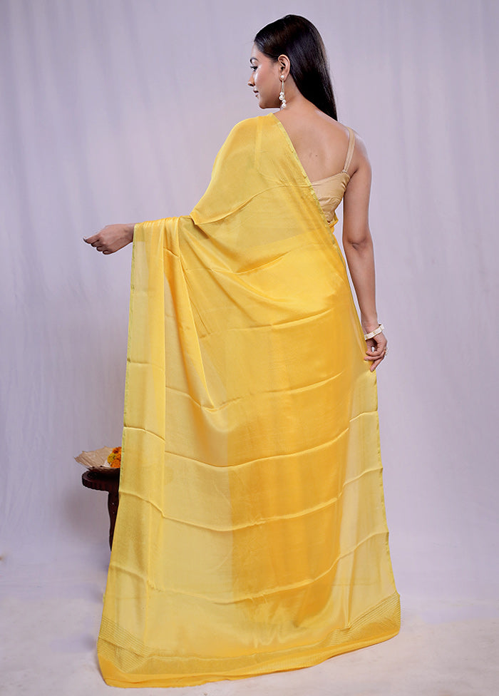 Yellow Chiffon Silk Saree With Blouse Piece - Indian Silk House Agencies