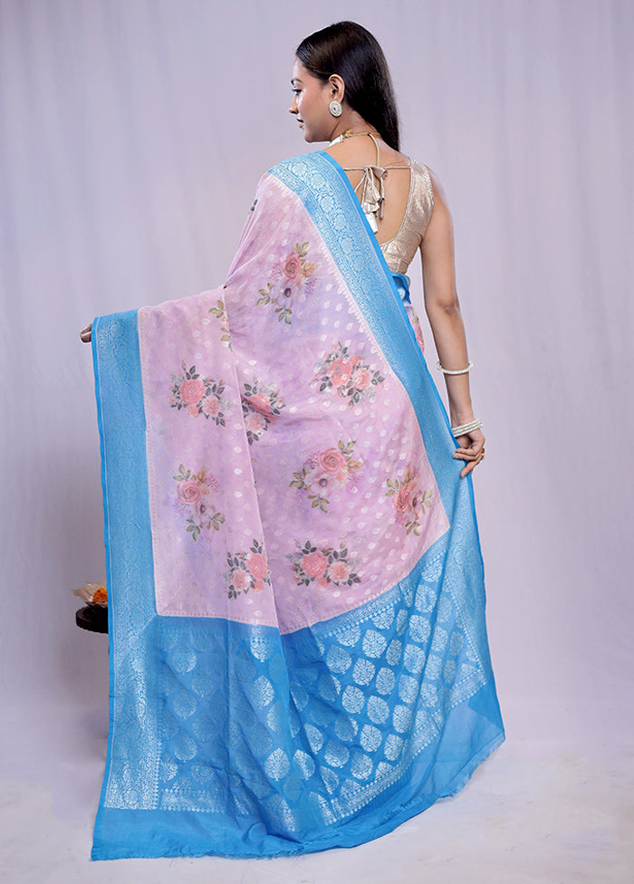 Pink Georgette Saree With Blouse Piece - Indian Silk House Agencies