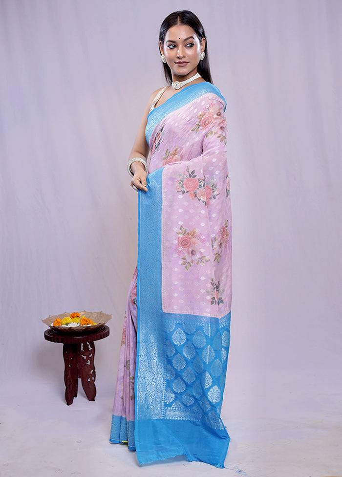 Pink Georgette Saree With Blouse Piece - Indian Silk House Agencies