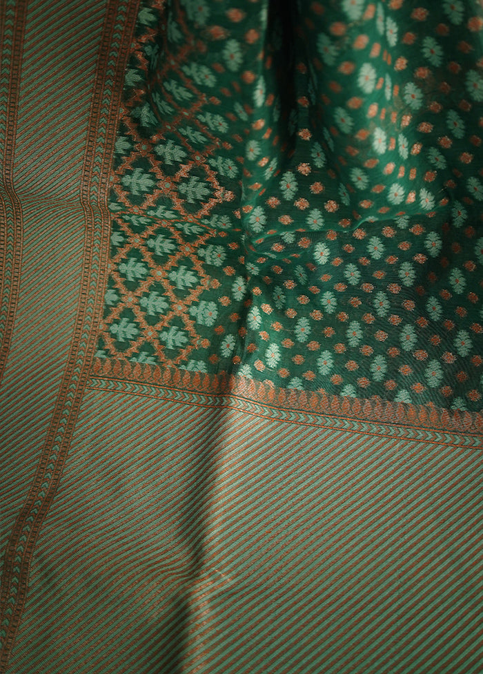 Green Pure Cotton Saree With Blouse Piece - Indian Silk House Agencies