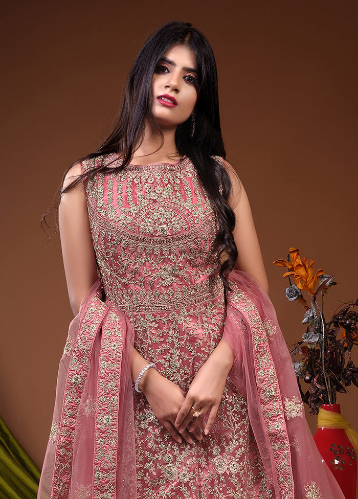 2 Pc Orange Readymade Net Gown - Indian Silk House Agencies