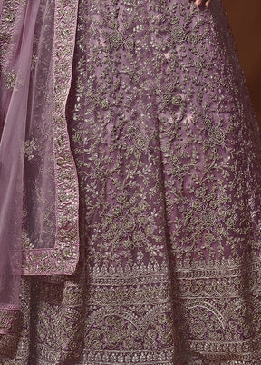 2 Pc Purple Readymade Net Gown - Indian Silk House Agencies