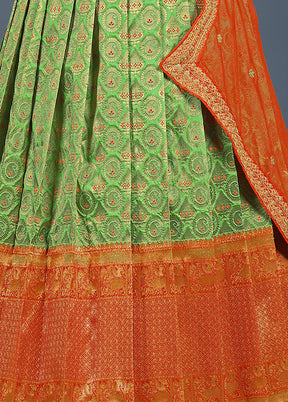 2 pc Sea Green Readymade Silk Gown Set - Indian Silk House Agencies