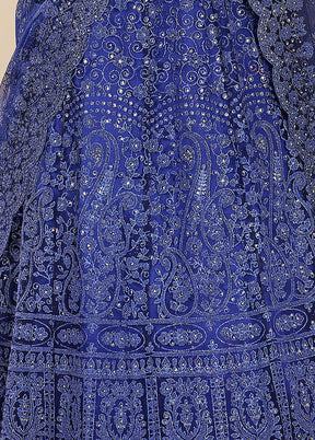 2 Pc Navy Blue Readymade Net Gown - Indian Silk House Agencies