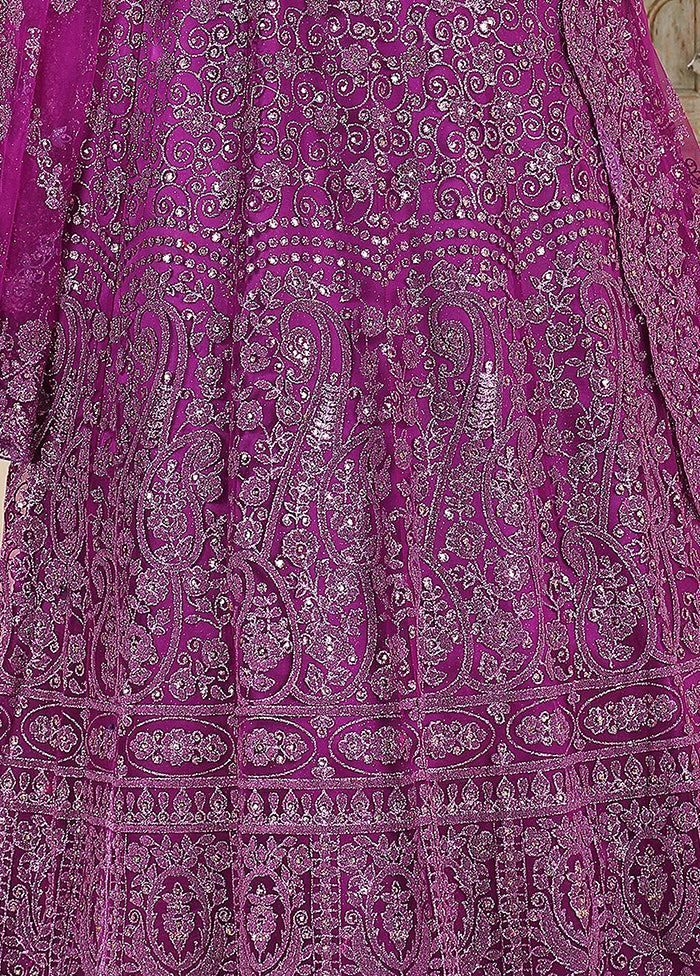 2 Pc Wine Readymade Net Gown - Indian Silk House Agencies