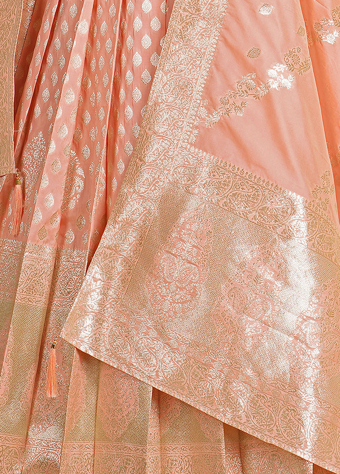 2 pc Light Peach Readymade Silk Gown Set - Indian Silk House Agencies