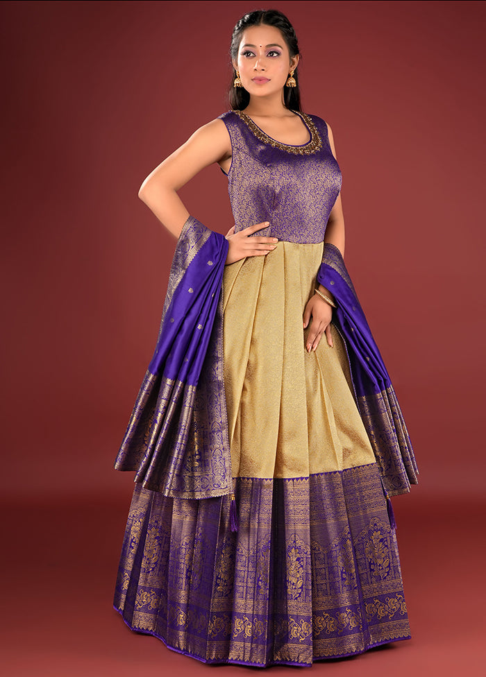 2 pc Chiku Readymade Silk Gown Set - Indian Silk House Agencies