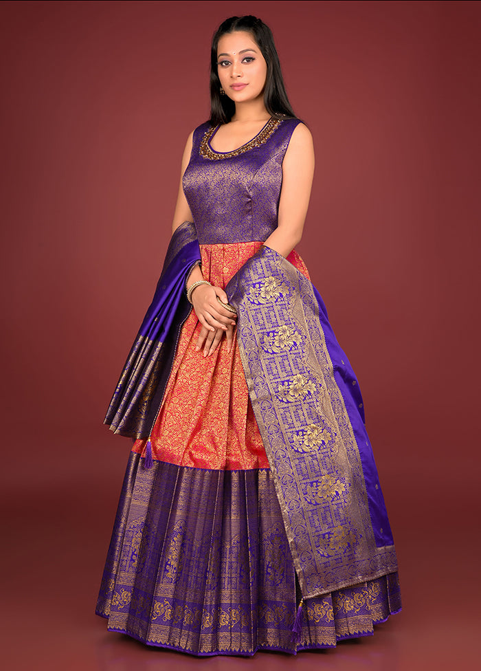 2 pc Rani Readymade Silk Gown Set - Indian Silk House Agencies