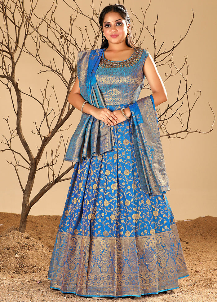 2 pc Firoza Readymade Silk Gown Set - Indian Silk House Agencies