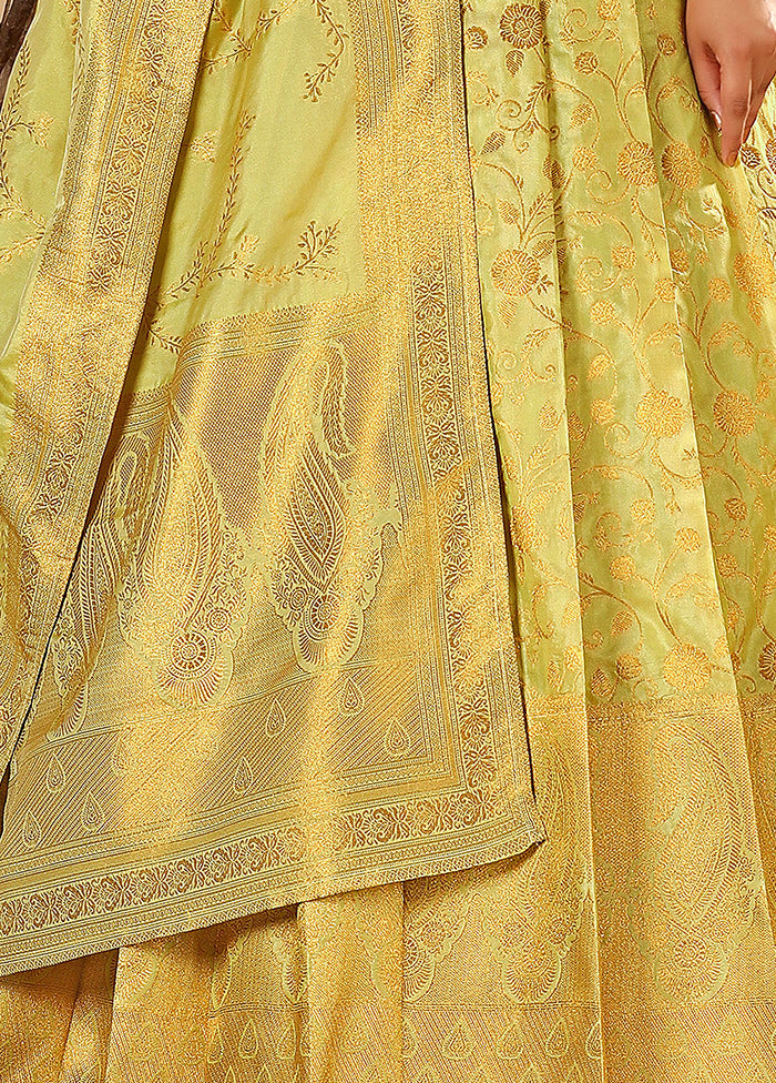 2 pc Lemon Readymade Silk Gown Set - Indian Silk House Agencies