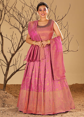 2 pc Rani Readymade Silk Gown Set - Indian Silk House Agencies