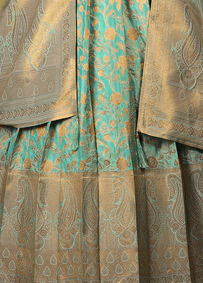 2 pc Sea Green Readymade Silk Gown Set - Indian Silk House Agencies